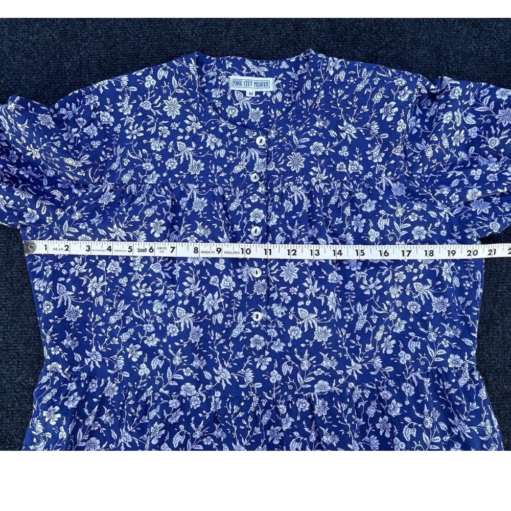 Pink City Prints Georgie Midi Dress in Indigo Lolita Pockets Size Medium - Picture 9 of 16